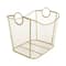 20" Gold Metal Storage Basket with Curved Sides & Ring Handles